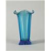 Image 1 : BLUE IRIDESCENT GLASS VASE.