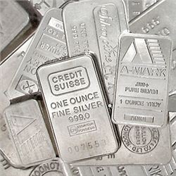 100 One oz Silver Bars .999 Fine