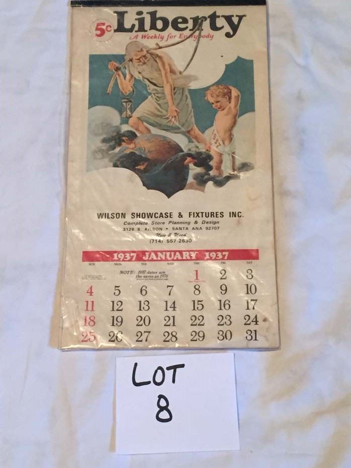 Vintage 1937 Calendar Vintage 1937 Calendar