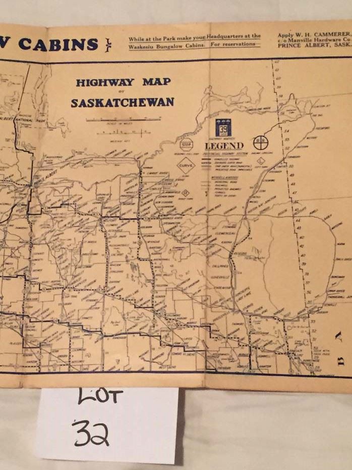 Early Sask Highway map Bodnarus Auctioneering