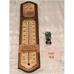 Vintage Thermometer & Date Stamp