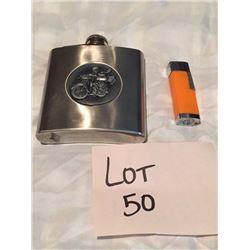 Motorcycle Flask & Lighter