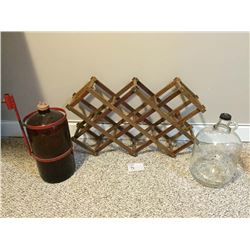 Vintage Wine Rack & Glass Jug