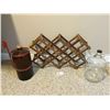 Image 1 : Vintage Wine Rack & Glass Jug