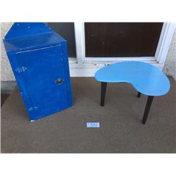 Vintage wood cabinet & side table
