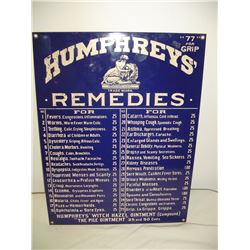 Porcelin Humphreys Remedies Sign