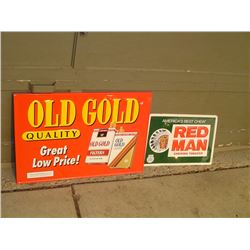 Redman and Old Gold Tin Advertising Signs