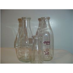 3 Old Milk Bottles w/ Dairy Names