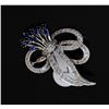 Image 1 : 14k Gold Sapphire and Diamond Brooch