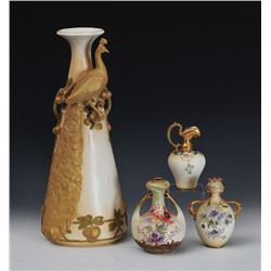 Large Austrian Pottery Peacock Vase