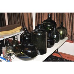 Table Lot of Large 19th Century Bottles