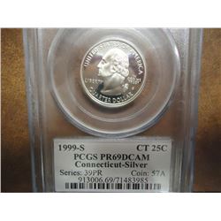 1999-S SILVER CONNECTICUT QUARTER PCGS PR69 DCAM