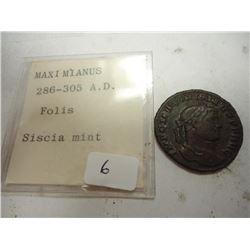 286-305 A.D. MAXIMIANUS "SISCIA MINT" ANCIENT COIN