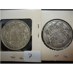 1945 & 1946 CANADA SILVER 50 CENTS