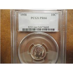1958 SILVER ROOSEVELT DIME PCGS PR66