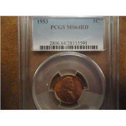 1953 LINCOLN CENT PCGS MS64RD