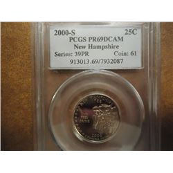 2000-S NEW HAMPSHIRE QUARTER PCGS PR69 DCAM
