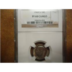 1969-S ROOSEVELT DIME NGC PF68 CAMEO