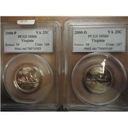 2000-P & D VIRGINIA QUARTERS PCGS MS66'S