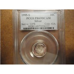 1995-S SILVER ROOSEVELT DIME PCGS PR69 DCAM