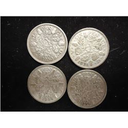 1930,31,33 & 1934 GREAT BRITAIN SILVER 6 PENCE