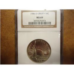 1986-D STATUE OF LIBERTY HALF DOLLAR NGC MS69