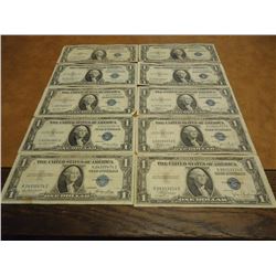 10 ASSORTED 1935 $1 SILVER CERTIFICATES