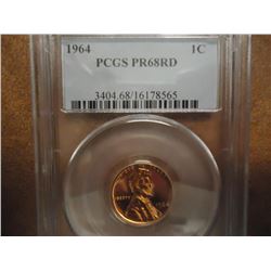 1964 LINCOLN CENT PCGS PR68RD