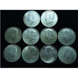 10 ASSORTED 40% SILVER JOHN F. KENNEDY HALVES