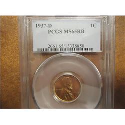 1937-D LINCOLN CENT PCGS MS65RB