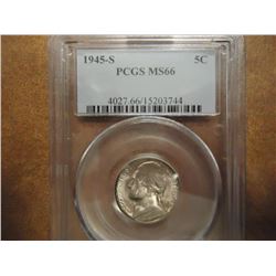 1945-S 35% SILVER JEFFERSON WAR NICKEL PCGS MS66