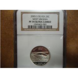 2005-S SILVER WEST VIRGINIA QUARTER NGC PF70 ULTRA CAMEO