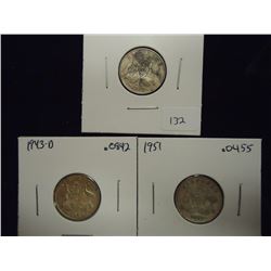 1942-D,43-D & 51 AUSTRALIA SILVER 6 PENCE
