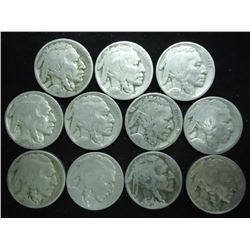 11 ASSORTED 1920'S BUFFALO NICKELS