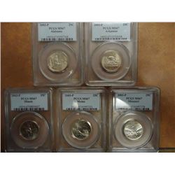 ALL 5-2003-P US 50 STATE QUARTERS PCGS MS67'S ALABAMA, ARKANSAS, ILLINOIS,  MAINE AND MISSOURI