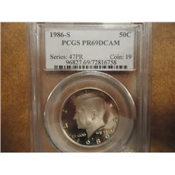 1986-S KENNEDY HALF DOLLAR PCGS PR69 DCAM