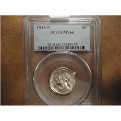 1943-P 35% SILVER JEFFERSON WAR NICKEL PCGS MS66