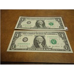 2-2003-A $1 FRN'S LOW CONSECUTIVE SERIAL 'S UNC SERIAL NUMBERS ARE:G00003191H-G00003192H