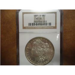 1881-S MORGAN SILVER DOLLAR NGC MS64