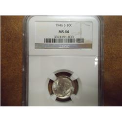 1946-S SILVER ROOSEVELT DIME NGC MS66