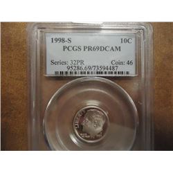 1998-S ROOSEVELT DIME PCGS PR69 DCAM