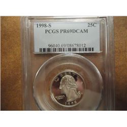 1998-S WASHINGTON QUARTER PCGS PR69 DCAM