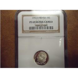 1992-S SILVER ROOSEVELT DIME NGC PF69 ULTRA CAMEO