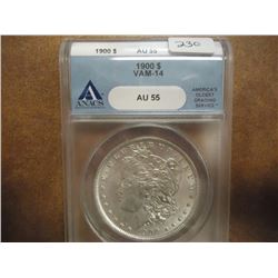 1900 VAM-14 MORGAN SILVER DOLLAR ANACS AU55