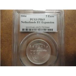 2004 NETHERLANDS EU EXPANSION 5 EURO PCGS PR69