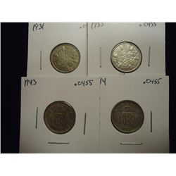 1931,33,43 & 44 GREAT BRITAIN SILVER 6 PENCE