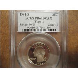 1981-S TYPE 1 WASHINGTON QUARTER PCGS PR69 DCAM