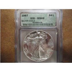 1987 AMERICAN SILVER EAGLE ICG MS69