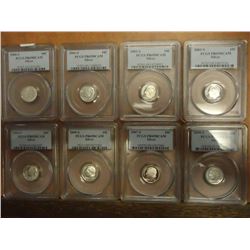 2000-S-2008-S SILVER ROOSEVELT DIMES PCGS PR69 DCAM'S, 8 COINS MISSING 2006-S