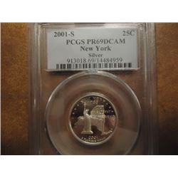 2001-S SILVER NEW YORK QUARTER PCGS PR69 DCAM